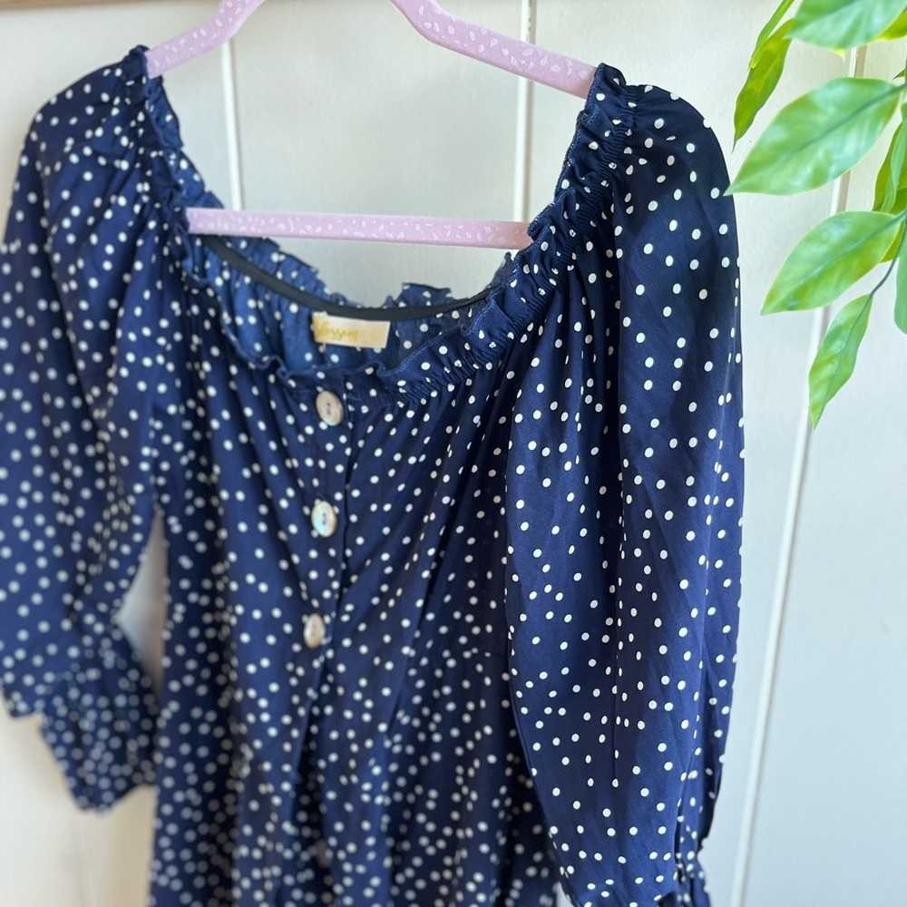 Blue/white polka dotted dress - Picture 4 of 14